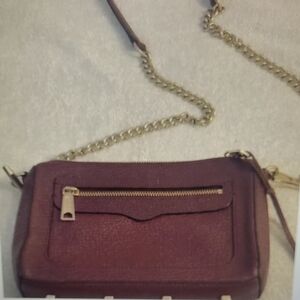 Rebecca Minkoff Mini Burgundy Leather Crossbody Bag W Chain Strap 9X6X1.5 NWOT